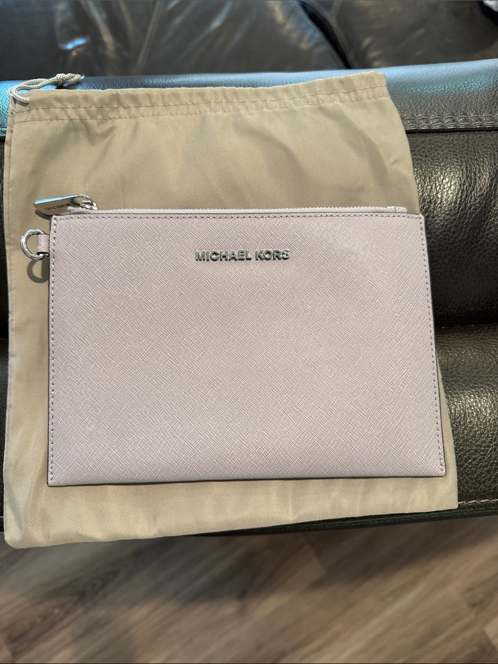 Michael Kors Pale Lavender Saffiano Zip Pouch